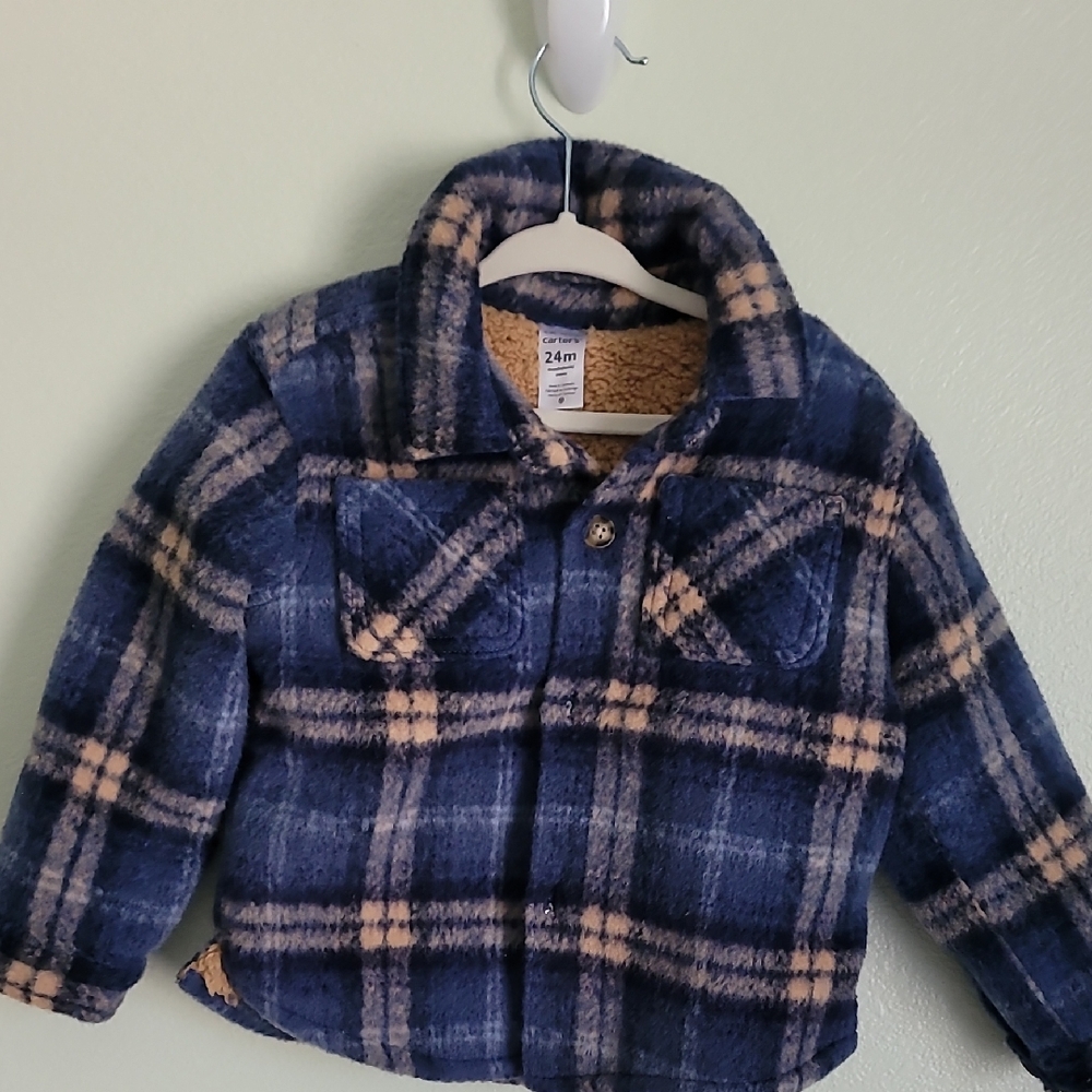 Carter's Blue and Tan Plaid Jean Jacket
